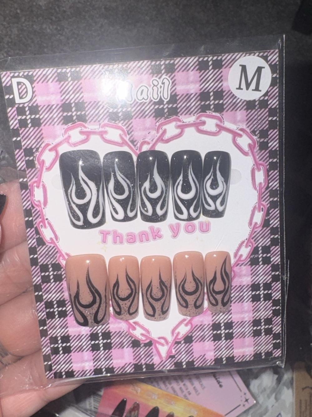 Black & Nude Flame Press-On Nail Set